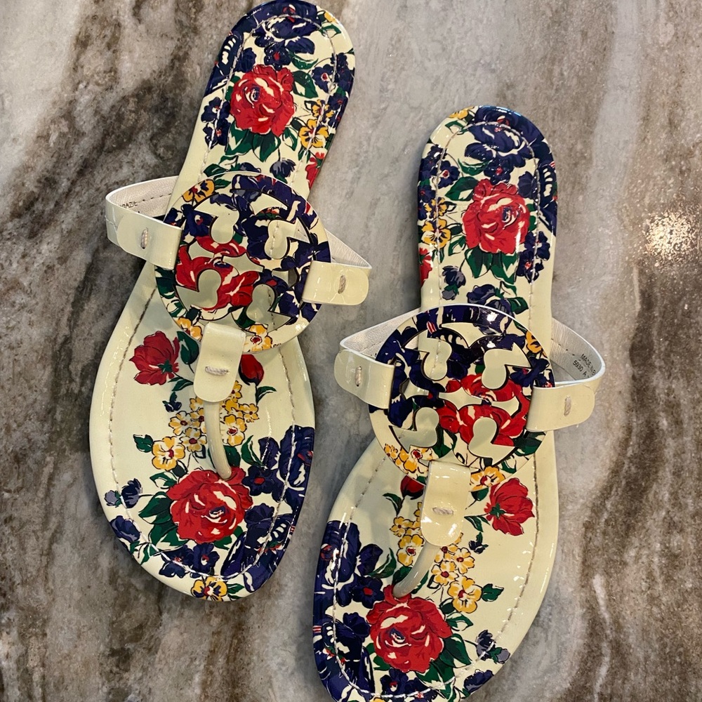 Tory Burch patent Miller sandals size 8